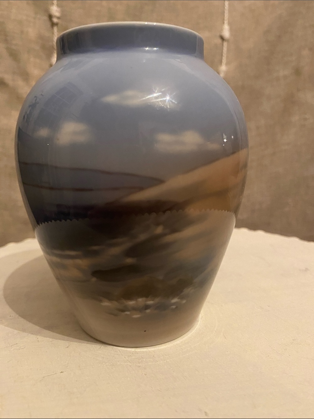 Royal Copenhagen Denmark Soft Blue & Taupe Ceramic Vase